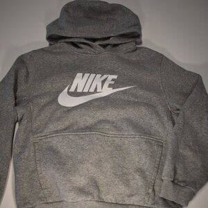 Nike Boy's Gray Club Fleece Pullover Hoodie-Nike Swoosh-Boys Size Lrg 10-12